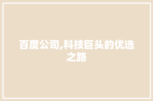 百度公司,科技巨头的优选之路