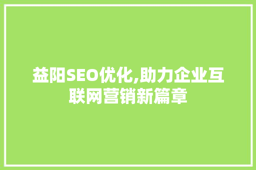 益阳SEO优化,助力企业互联网营销新篇章