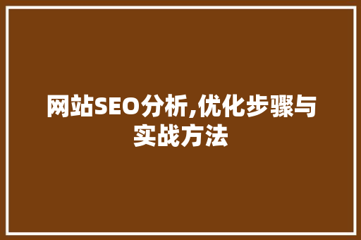 网站SEO分析,优化步骤与实战方法