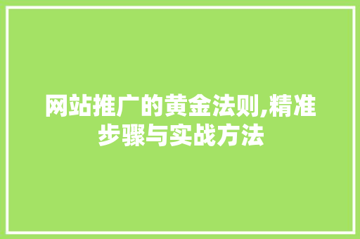 网站推广的黄金法则,精准步骤与实战方法
