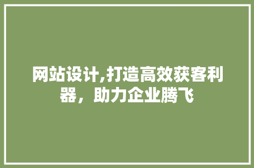 网站设计,打造高效获客利器，助力企业腾飞