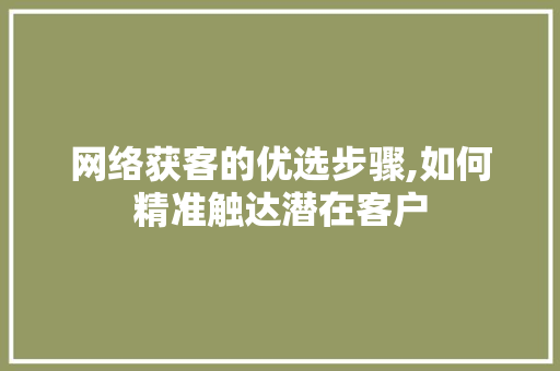 网络获客的优选步骤,如何精准触达潜在客户