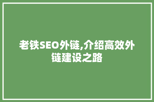 老铁SEO外链,介绍高效外链建设之路