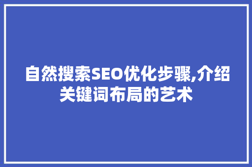 自然搜索SEO优化步骤,介绍关键词布局的艺术