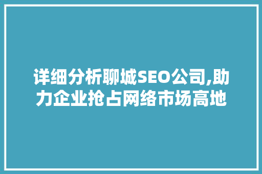 详细分析聊城SEO公司,助力企业抢占网络市场高地