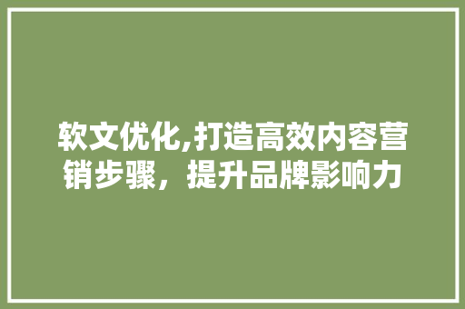 软文优化,打造高效内容营销步骤，提升品牌影响力