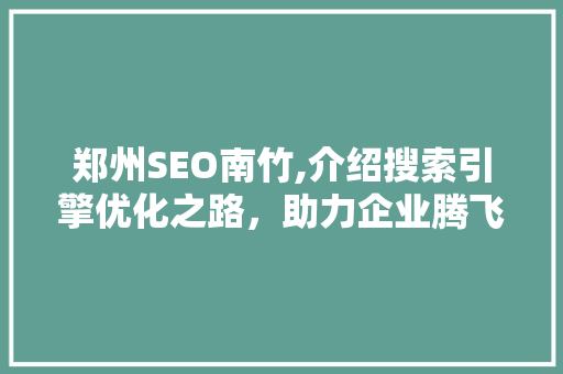 郑州SEO南竹,介绍搜索引擎优化之路，助力企业腾飞