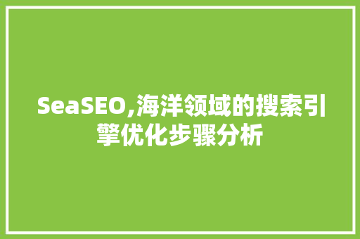 SeaSEO,海洋领域的搜索引擎优化步骤分析