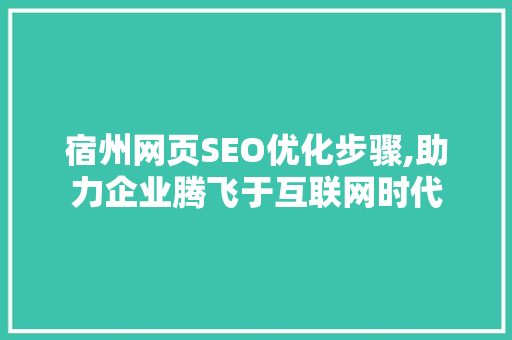 宿州网页SEO优化步骤,助力企业腾飞于互联网时代