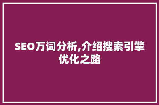 SEO万词分析,介绍搜索引擎优化之路