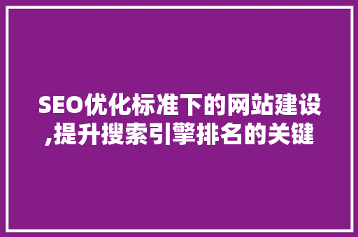 SEO优化标准下的网站建设,提升搜索引擎排名的关键步骤