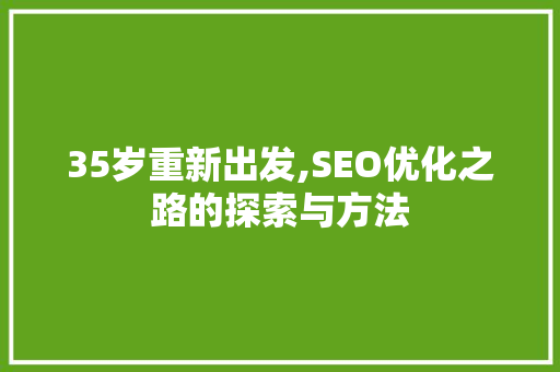 35岁重新出发,SEO优化之路的探索与方法