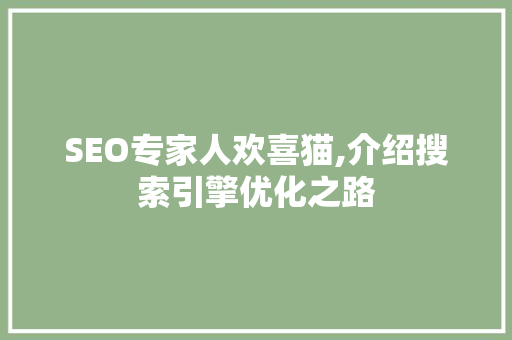 SEO专家人欢喜猫,介绍搜索引擎优化之路