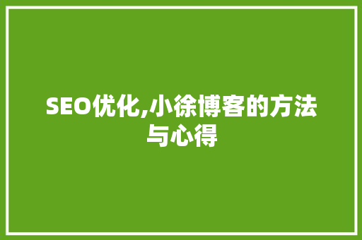 SEO优化,小徐博客的方法与心得