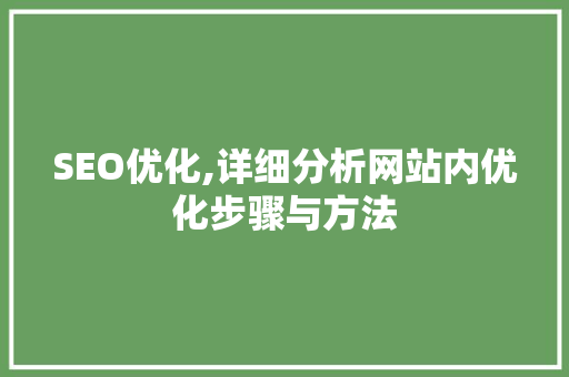 SEO优化,详细分析网站内优化步骤与方法