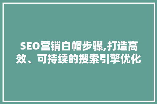 SEO营销白帽步骤,打造高效、可持续的搜索引擎优化方法