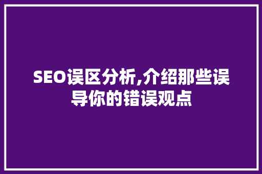SEO误区分析,介绍那些误导你的错误观点
