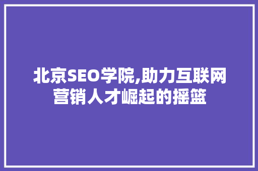 北京SEO学院,助力互联网营销人才崛起的摇篮