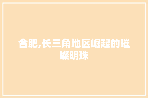 合肥,长三角地区崛起的璀璨明珠