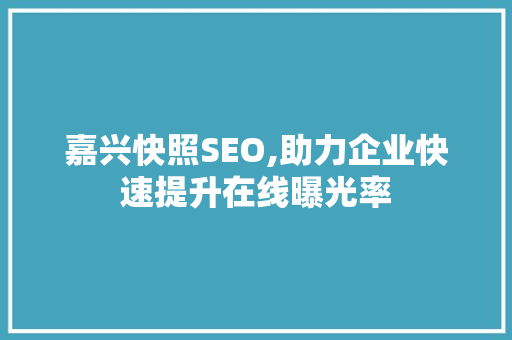 嘉兴快照SEO,助力企业快速提升在线曝光率