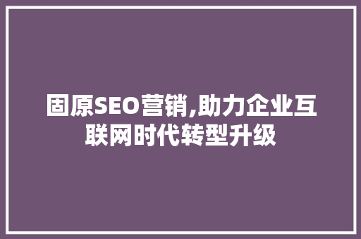 固原SEO营销,助力企业互联网时代转型升级