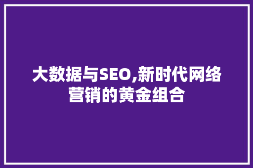 大数据与SEO,新时代网络营销的黄金组合