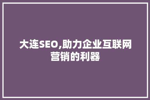 大连SEO,助力企业互联网营销的利器