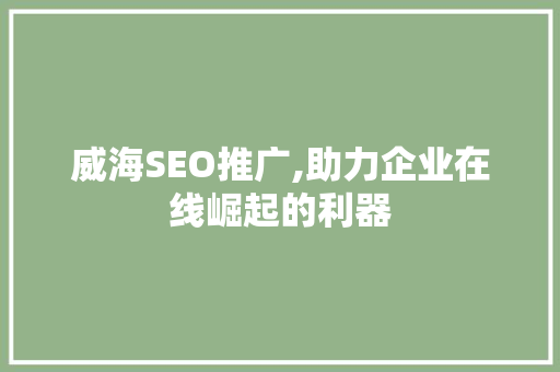 威海SEO推广,助力企业在线崛起的利器