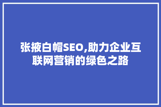 张掖白帽SEO,助力企业互联网营销的绿色之路
