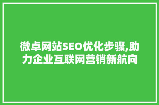 微卓网站SEO优化步骤,助力企业互联网营销新航向