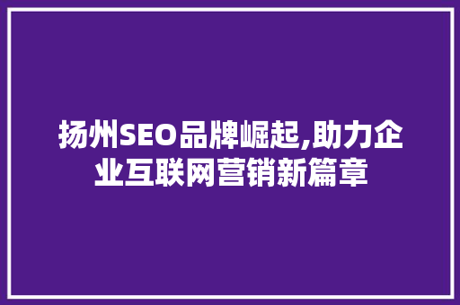 扬州SEO品牌崛起,助力企业互联网营销新篇章