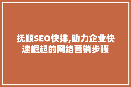 抚顺SEO快排,助力企业快速崛起的网络营销步骤