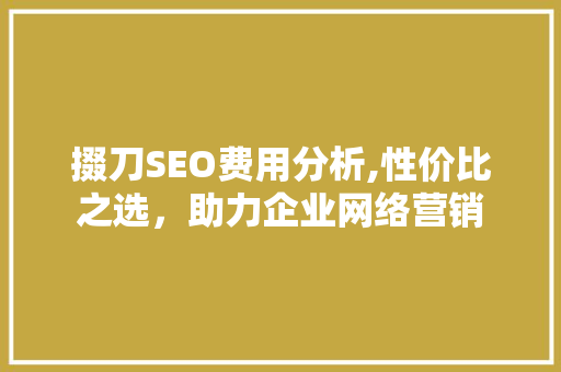 掇刀SEO费用分析,性价比之选，助力企业网络营销