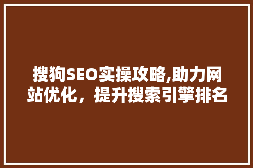 搜狗SEO实操攻略,助力网站优化，提升搜索引擎排名