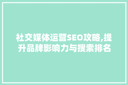 社交媒体运营SEO攻略,提升品牌影响力与搜索排名