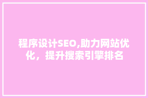 程序设计SEO,助力网站优化，提升搜索引擎排名