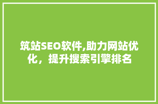 筑站SEO软件,助力网站优化，提升搜索引擎排名