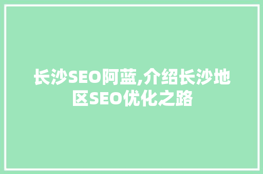 长沙SEO阿蓝,介绍长沙地区SEO优化之路