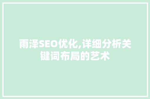 雨泽SEO优化,详细分析关键词布局的艺术