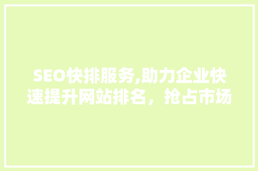 SEO快排服务,助力企业快速提升网站排名，抢占市场先机