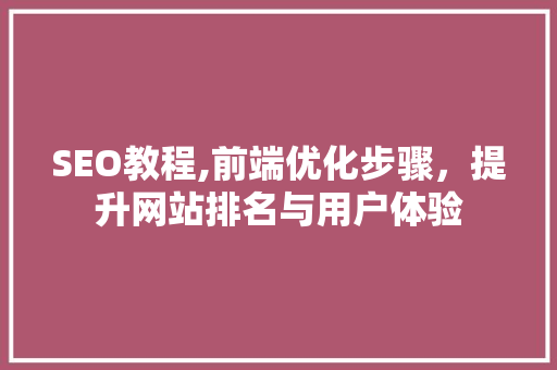SEO教程,前端优化步骤，提升网站排名与用户体验