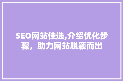SEO网站佳选,介绍优化步骤，助力网站脱颖而出