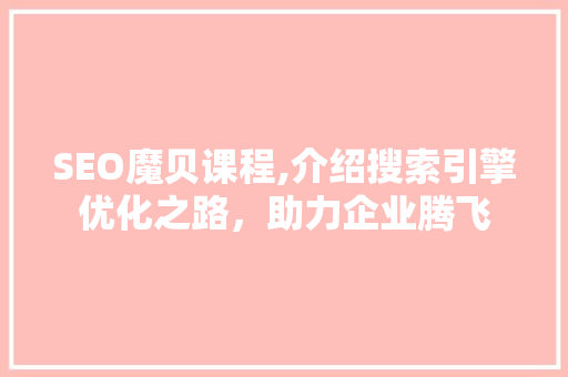 SEO魔贝课程,介绍搜索引擎优化之路，助力企业腾飞