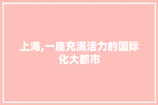 上海,一座充满活力的国际化大都市