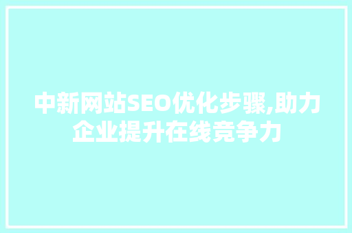 中新网站SEO优化步骤,助力企业提升在线竞争力