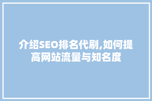 介绍SEO排名代刷,如何提高网站流量与知名度