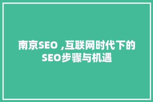 南京SEO ,互联网时代下的SEO步骤与机遇