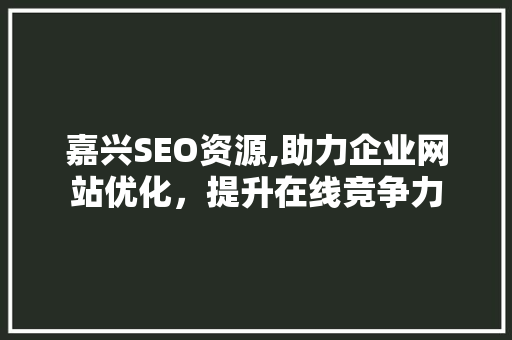 嘉兴SEO资源,助力企业网站优化，提升在线竞争力