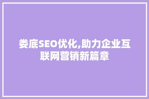娄底SEO优化,助力企业互联网营销新篇章
