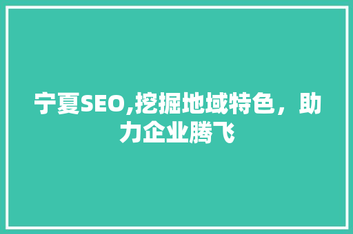 宁夏SEO,挖掘地域特色，助力企业腾飞